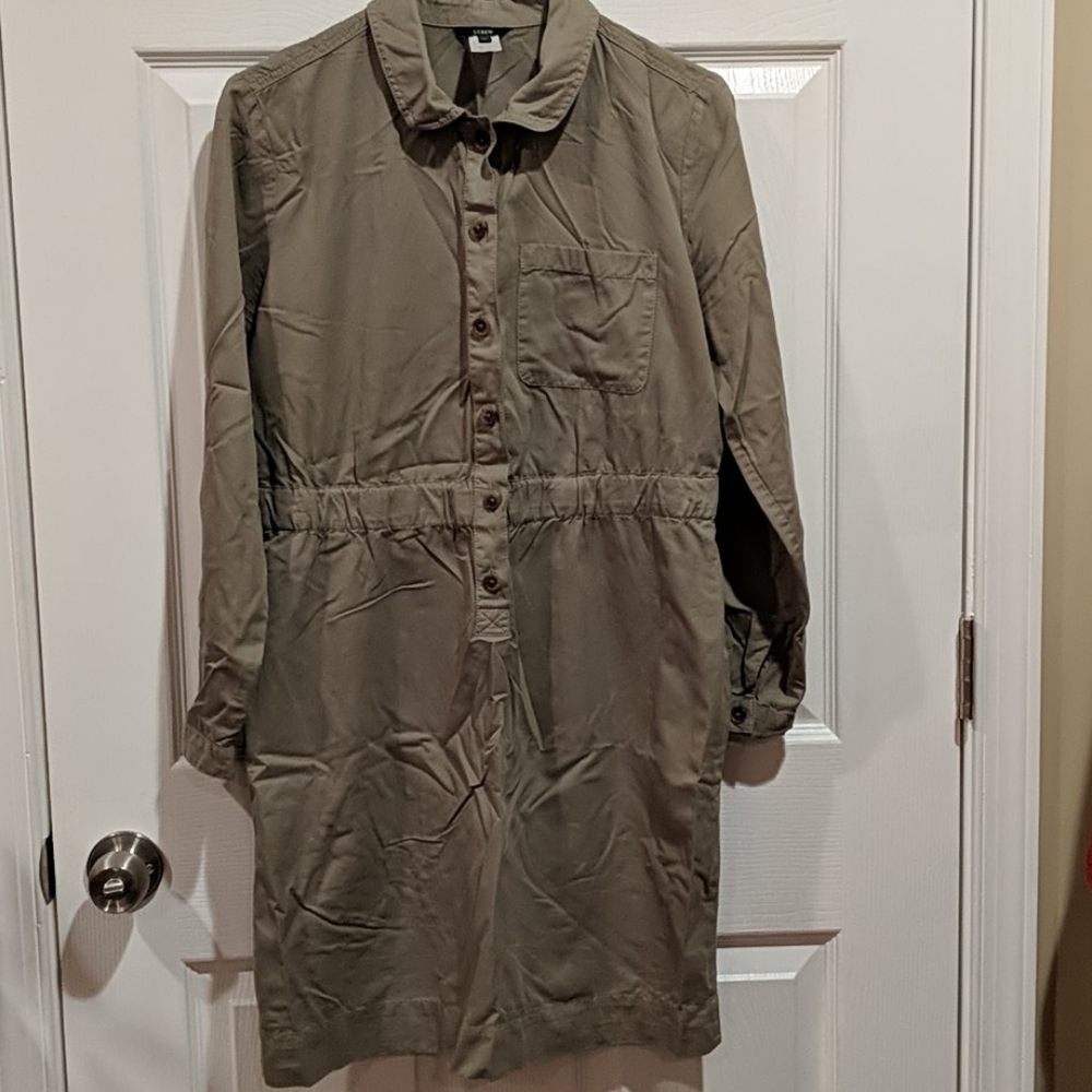 Army green 100% cotton dress